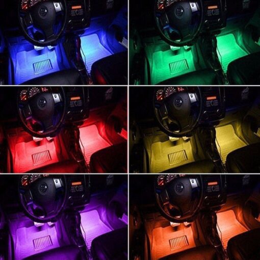 4xCar 18LEDs RGB Interior Atmosphere Music Control Strip Light