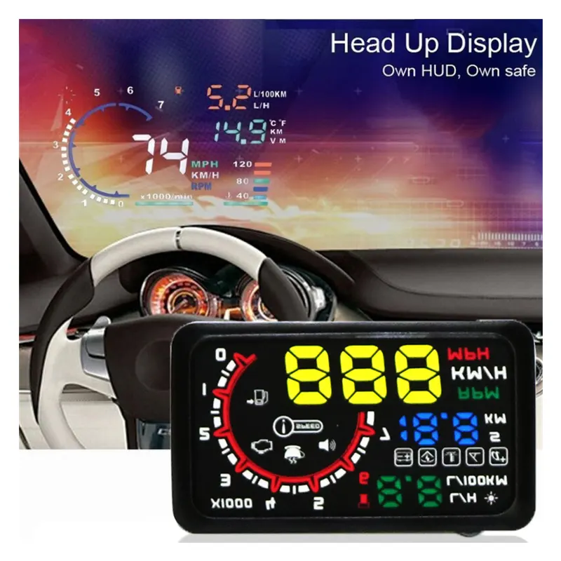 Car Hud Head Up Display Obd2 Auto Overspeed Warning Windshield Projector  Alarm