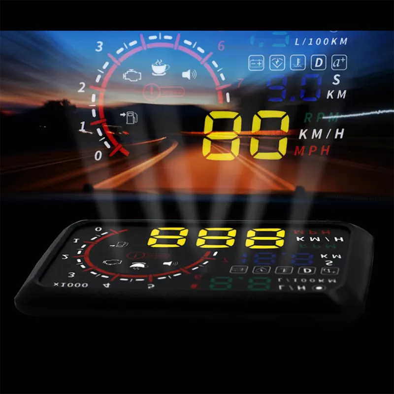 Car HUD Head Up Display OBD2 Speed Warning System Fuel Consumption 