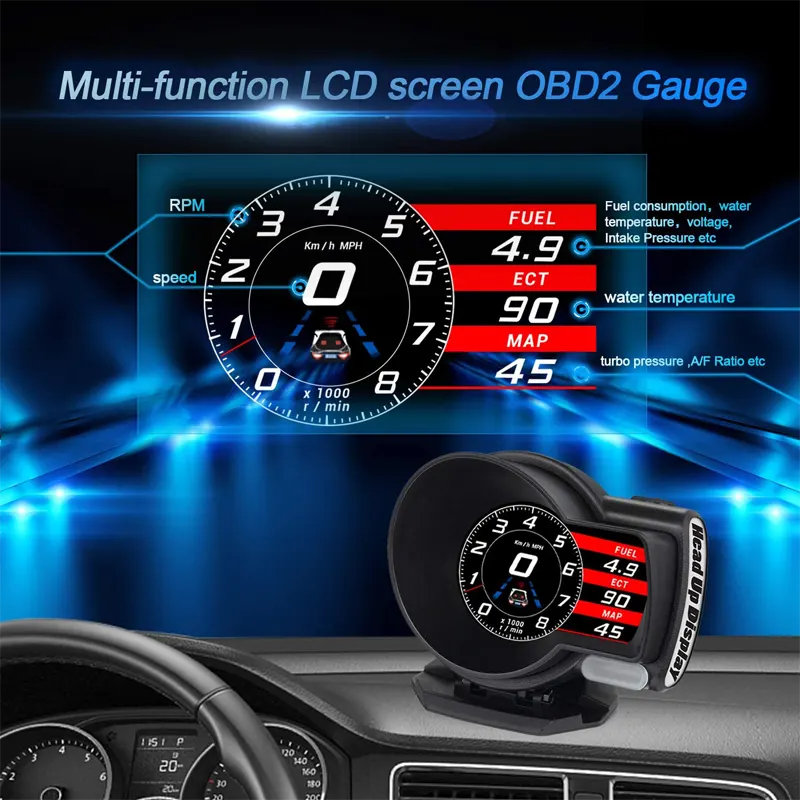 Car HUD OBD2 Display OBD-II Diagnostic Tool With 6 Display Modes Car Head  up Display 