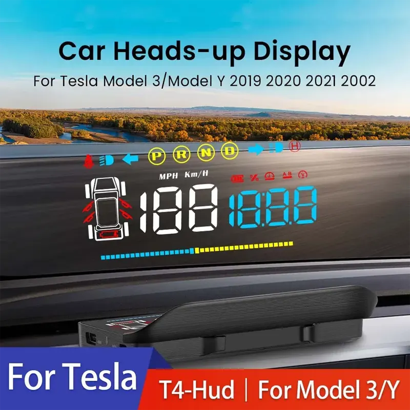 Tesla Heads up Display HUD T4 For Tesla Model 3 Model Y Car Electronics Projector Speedometer Speeding Alarm Car Accessories Tobysouq