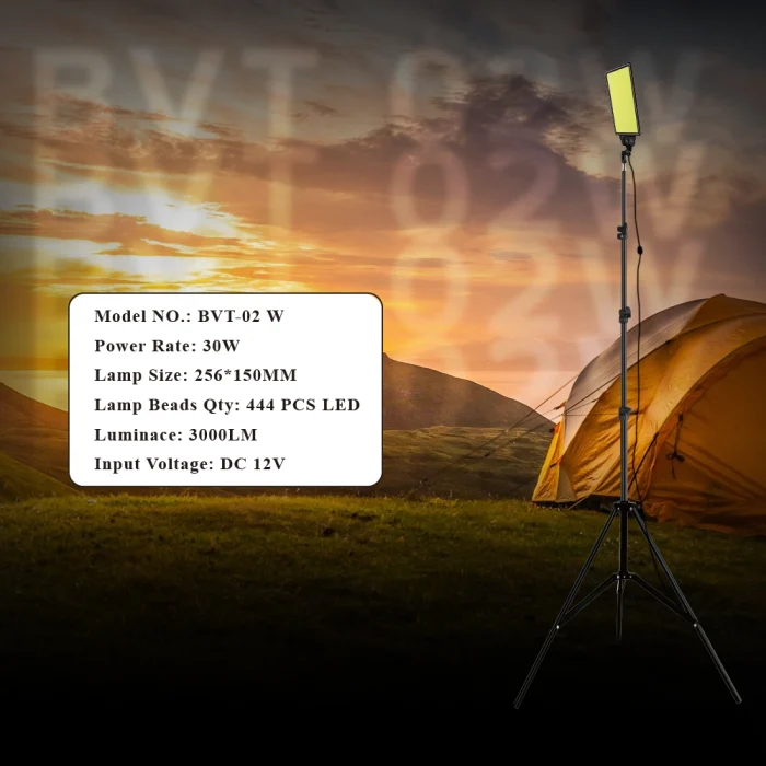Toby&rsquo;s BVT-02 Outdoor Multifunction Camping Light 3000LM High-Brightness COB LED, 2.5M Tripod, 12V Input, Remote Control, Camping & Emergency Flood Light - Image 4