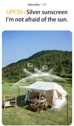 Toby's Inflatable Tent 04 Camping Tent with Pump 4-6 Person Glamping Tents Luxury Cabin Tent with Mesh Windows Doors, Rechargeable Battery For Inflation - Image 6