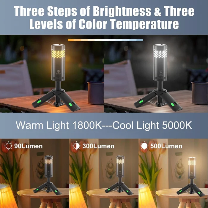 Tobys New CPL-T17 Mini Rechargeable Portable Camping Lantern With Extendable Tripod 3 Color USB Light - Image 6