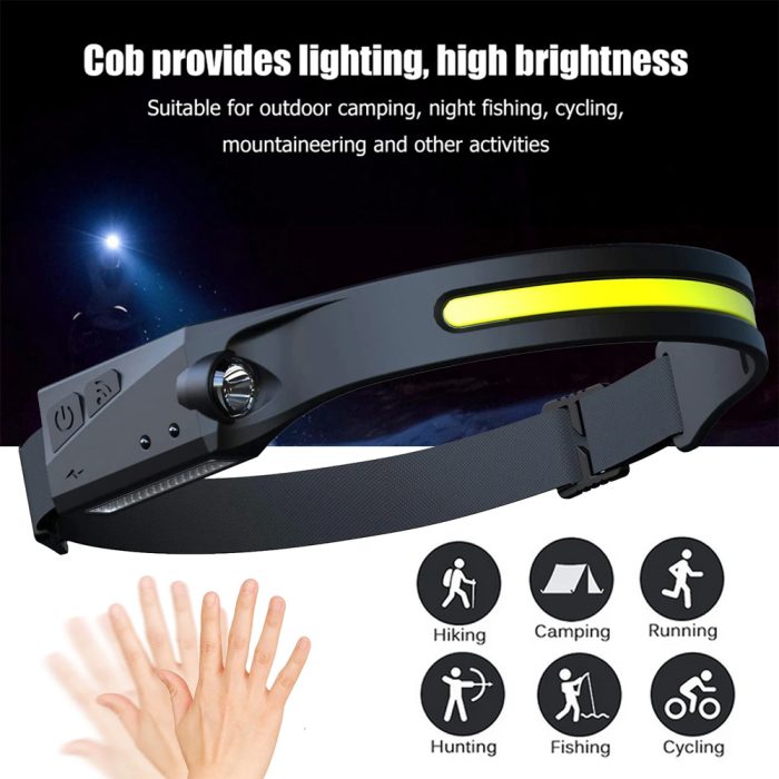 Tobys Headlamp 02 LED Head USB Headlamp Rechargeable 5 Modes Waterproof 600 Lumens COB LED Headlight Motion Sensor Headtorch with IPX4 Hands-Free Flashlight for Kids Adults Running Camping Hiking - Image 4