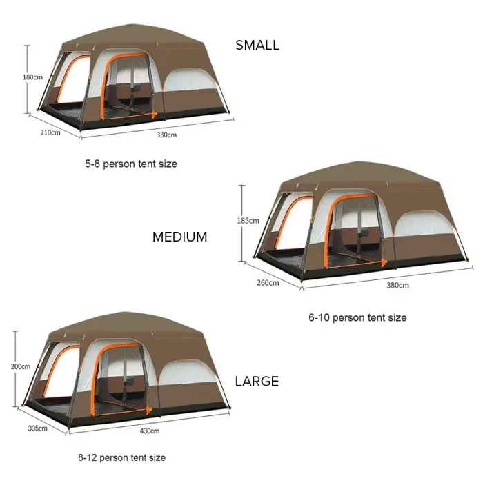 Toby&rsquo;s New 6-8 Person Double Layer Outdoor Camping Tent, A Bedroom And A Living Room, Family Cabin (Brown) - Image 6