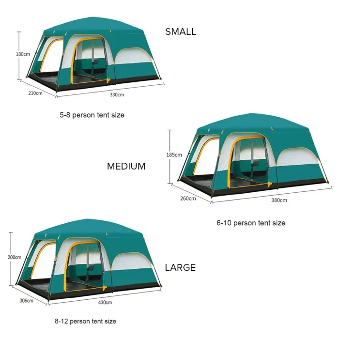 Tobys New 6-8 Person Double Layer Outdoor Camping Tent, A Bedroom And A Living Room, Family Cabin (Green) - Image 5