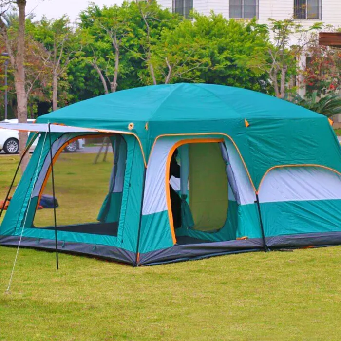 Tobys New 6-8 Person Double Layer Outdoor Camping Tent, A Bedroom And A Living Room, Family Cabin (Green) - Image 2