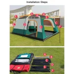 Toby’s New 4-6 Person Double Layer Outdoor Camping Tent, A Bedroom And A Living Room, Family Cabin (Green) - Image 3