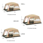 Toby’s New 8-12 Person Double Layer Outdoor Camping Tent, A Bedroom And A Living Room, Family Cabin (Khaki) - Image 10