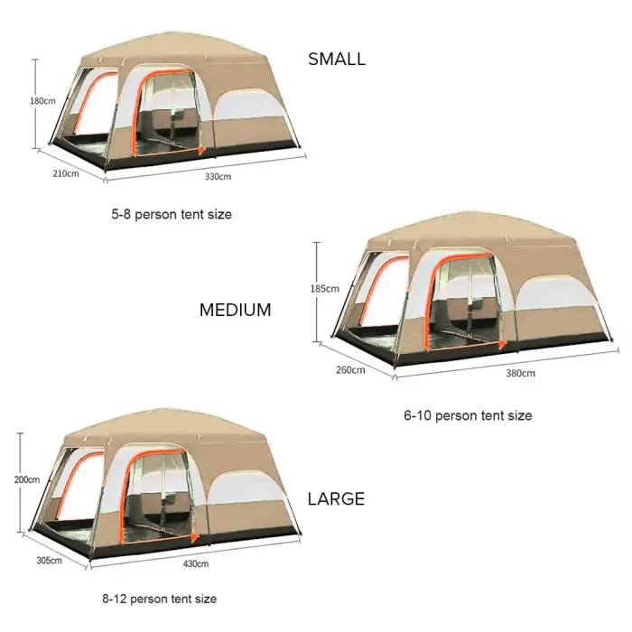 Tobys New 6-8 Person Double Layer Outdoor Camping Tent, A Bedroom And A Living Room, Family Cabin (Khaki) - Image 8
