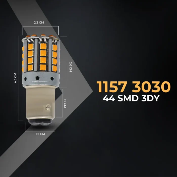 Tobys Super Bright Low Power 1157 44SMD LED Bulbs with 3030 Chip replacement for Back Up Reverse Brake Lights (Yellow) - Image 2
