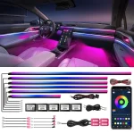 Toby's Dream color Acrylic Interior Car LED Strip 18 in 1 Light with Wireless APP RGB LEDs Fiber Optic Ambient Lighting Kits 16 Million Colors Sound Active Function Car Neon Lights