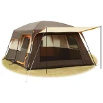 Toby’s New 4-6 Person Double Layer Outdoor Camping Tent, A Bedroom And A Living Room, Family Cabin (Brown)