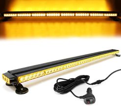 Toby's Yellow 48" 102 LED Emergency Warning Security Roof Top Flash Strobe Light Bar with Magnetic Base for Plow or Tow Truck Construction Vehicle