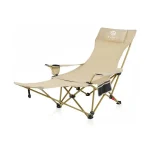 Tobys New Camping Lawn Folding Recliner Lightweight Beach Chair with Cup Holder and Pillow
