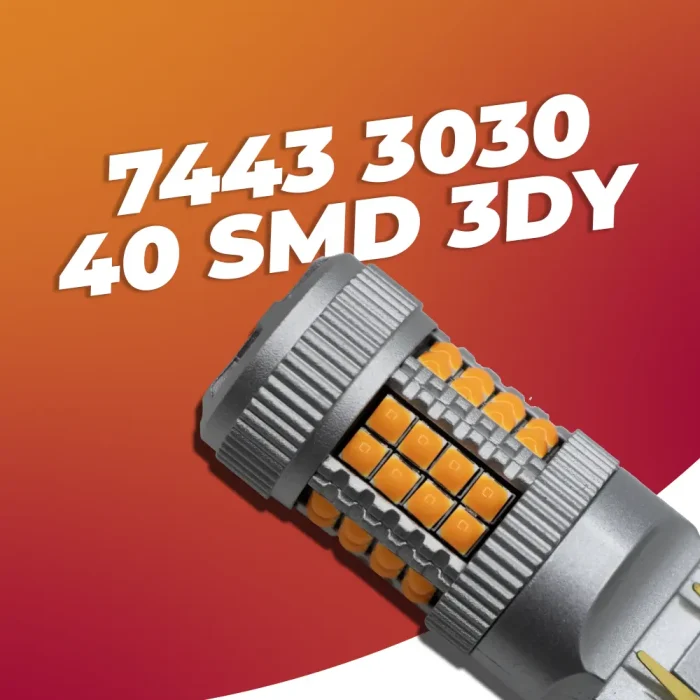Tobys Super Bright Low Power 7443 40SMD LED Bulbs with 3030 Chip replacement for Back Up Reverse Brake Lights (Yellow) - Image 4