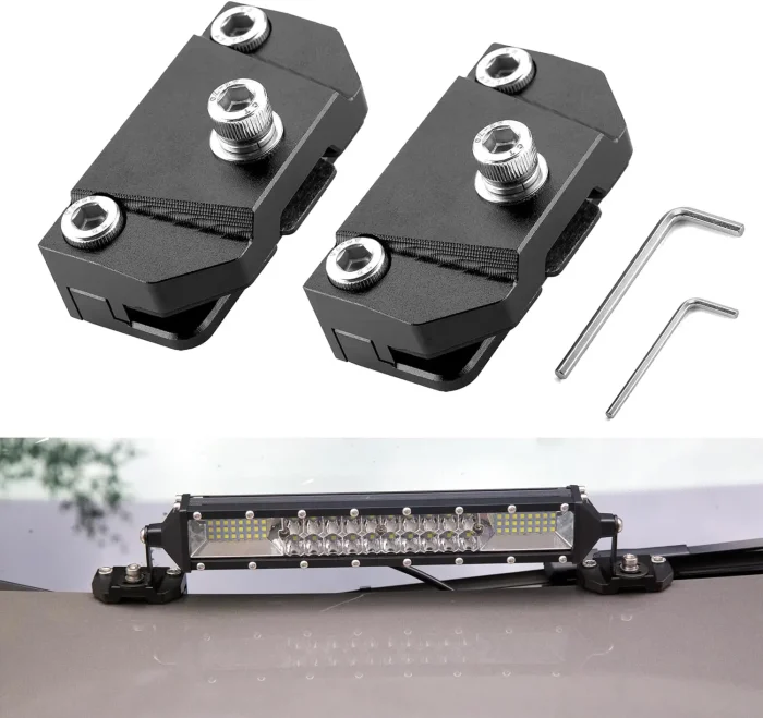 Toby's Led Light Bar Mounting Bracket Universal Hood Mount Bracket Kit Aluminum Alloy Clamp Holder (Black) - Image 2