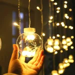 10 Wishing Balls Curtain With 8 Lighting Modes Operated for Window Wall Home Decoration 1.32 m Yellow Steady Ball Festival Lights