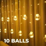 10 Wishing Balls Curtain With 8 Lighting Modes Operated for Window Wall Home Decoration 1.32 m Yellow Steady Ball Festival Lights - Image 4