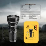 Toby's TORCH-120 High Power 50W Flashlight with 760M Range 5000LM Brightness USB Rechargeable Waterproof Emergency SOS and Handle Grip - Image 10