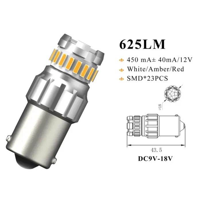 1156 23smd Amber Bulbs For Reverse Lights, Brake, Signal, Parking Lights - Image 4