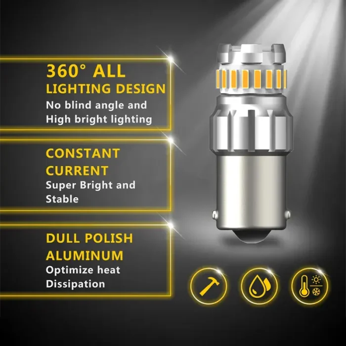 1156 23smd Amber Bulbs For Reverse Lights, Brake, Signal, Parking Lights - Image 3