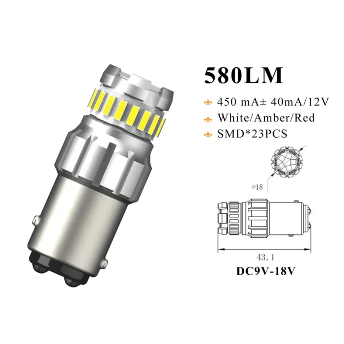 White Bulbs For Reverse Lights 1157 23smd, Brake, Signal, Parking Lights, Shake-proof & low power consumption & low temperature - Image 4