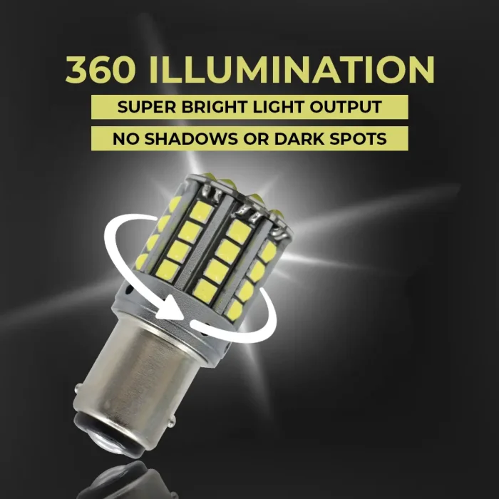 Tobys Super Bright Low Power 1157 44SMD LED Bulbs with 3030 Chip replacement for Back Up Reverse Brake Lights (White) - Image 2