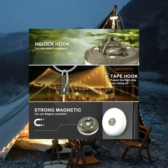 Tobys CPL-T26 Mini  Outdoor Camping Lantern 10 meters Long Sting with 8 Lighting Modes - Image 4
