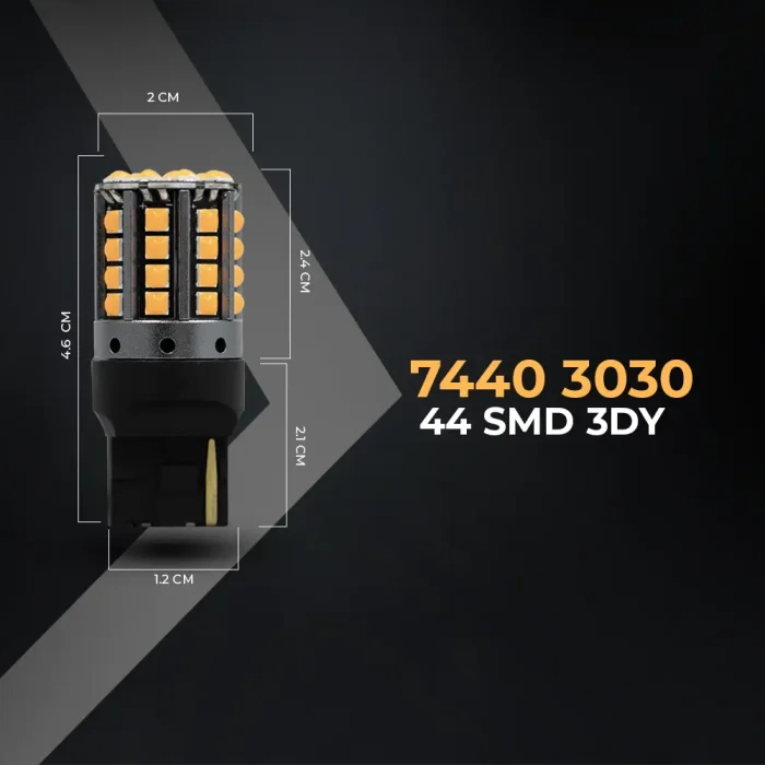 Tobys Super Bright Low Power 7440 44SMD LED Bulbs with 3030 Chip replacement for Back Up Reverse Brake Lights (Yellow) - Image 6