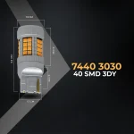 Tobys Super Bright Low Power 7440 40SMD LED Bulbs with 3030 Chip replacement for Back Up Reverse Brake Lights (Yellow) - Image 7