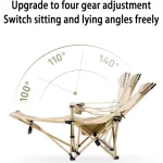 Tobys New Camping Lawn Folding Recliner Lightweight Beach Chair with Cup Holder and Pillow - Image 6
