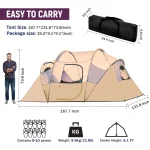 Toby's Tent 6-8 Person Camping Tents, Weather Resistant Family Tent, 2 Large Mesh Windows, Double Layer, Divided Curtain for Separated Room, Portable with Carry Bag ( Big) - Image 6
