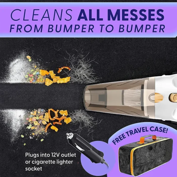 Toby's Portable Car Vacuum Cleaner High Power 8000PA/100W/DC12V 16 Ft Corded Handheld Car Vacuum Deep Detailing Cleaning Kit of Car Interior - Image 4