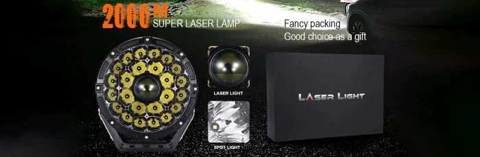 9 Inches TBS - 2002X 2Pcs Laser Led Off Road Lights 16600LM Round Pod Spot Driving Lights 2-kilometer Wide-view Distance for Jeep, Truck, Pickup - Image 5