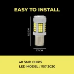 Tobys Super Bright Low Power 1157 40SMD LED Bulbs with 3030 Chip replacement for Back Up Reverse Brake Lights (White) - Image 4