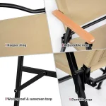 Tobys Folding Camping Chair For Adults Outside Heavy Duty Aluminum Alloy Frame with Armrest Comfortable - Image 3