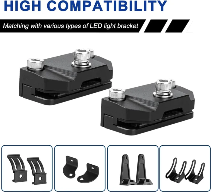 Toby's Led Light Bar Mounting Bracket Universal Hood Mount Bracket Kit Aluminum Alloy Clamp Holder (Black) - Image 3