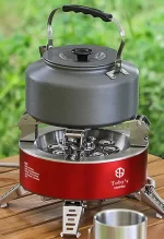 Toby's New Alloy Portable Picnic Camping Stove Windproof Design Gas Cooking Burner with Piezo Ignition and Carrying Case Foldable Stove for Outdoor Backpacking/Hiking/Picnic/Car