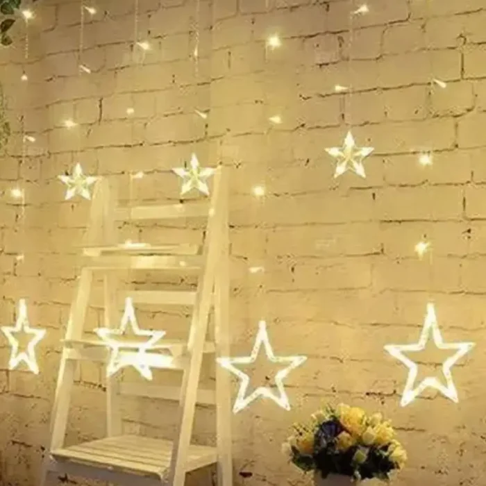 Star Curtain Lights for Bedroom 12 Stars 138 LED Window Lights with 8 Lighting Modes Fairy Twinkle Lights Connectable Waterproof Ramadan Decoration - Image 7
