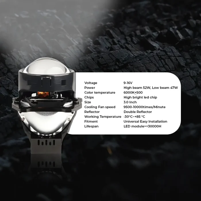 Tobys Lens LS-01 3 Inch Bi LED Projector 104watts/Pair power with 6000K Color Temperature Car Headlight - Image 6