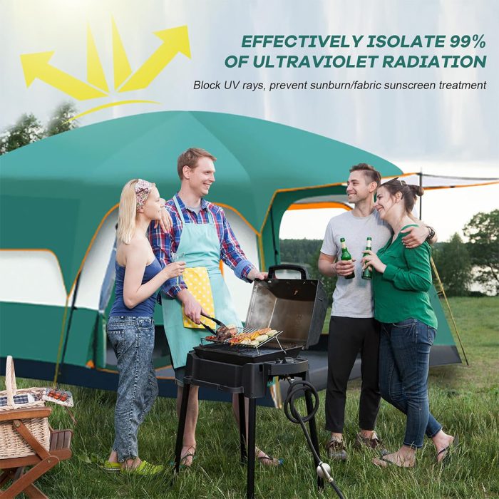 Tobys New 6-8 Person Double Layer Outdoor Camping Tent, A Bedroom And A Living Room, Family Cabin (Green) - Image 8