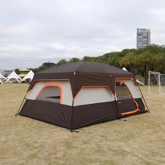 Toby&rsquo;s New 8-12 Person Double Layer Outdoor Camping Tent, A Bedroom And A Living Room, Family Cabin (Brown) - Image 4