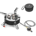 Toby's 6800W Camping Gas Stove Folding 3 Burners Piezo Ignition Backpacking Stove Outdoor Cooking Stove Furnace for Camping Hiking Picnic Emergency