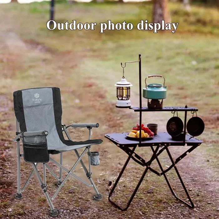 Tobys Set of 4 Folding Chairs With Folding Table - Lightweight Outdoor Camping Chair Table Set With Carry Bag Perfect For Outdoor - Image 4