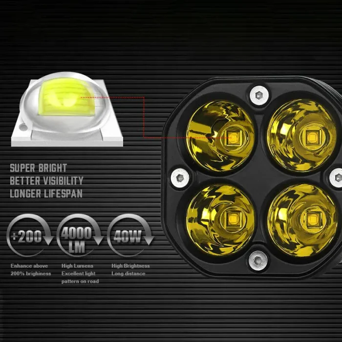 3 Inches 2 Pieces Laser Light 80W, Yellow Color High Output Work Laser Projector Light Spot Light For Off-road - Image 2