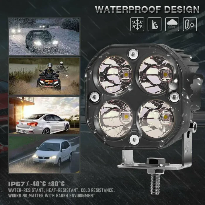 2 Pieces Laser Light 80W High Output Work Laser Projector Light 3 Inch Spot Light For Off-road, Die-Cast Aluminum Housing Material with IP67 Waterproof Rating - Image 3