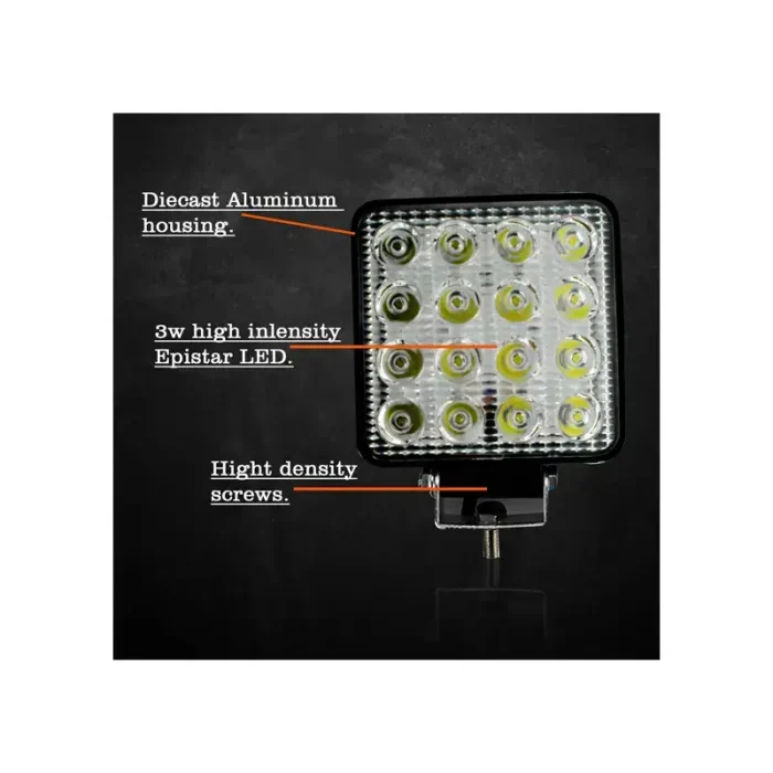 48W Spot Flood Beam LED Work Light, Square Spot Flood Beam LED Work Light with Waterproof and Dustproof Construction for Reliable Operation - Image 4
