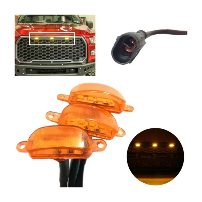 5W 4PCS Grille Daytime Running Light, 12V Driving Fog Lamp Amber Smoked Car Front Kits, 500Lm Lumens, ABS Material with IP67 Waterproof Rating - Image 3
